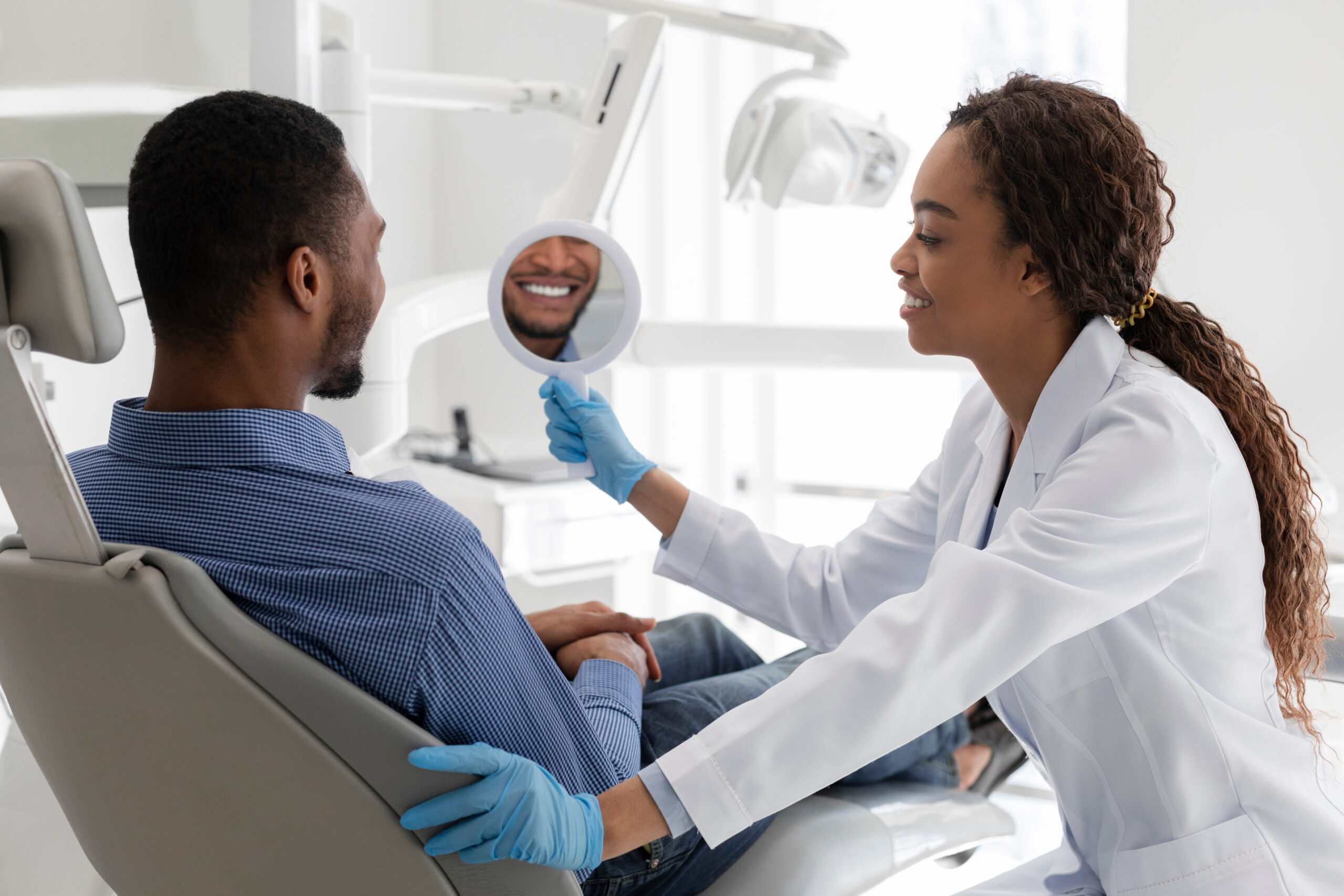 Close-up of a bright, professionally whitened smile