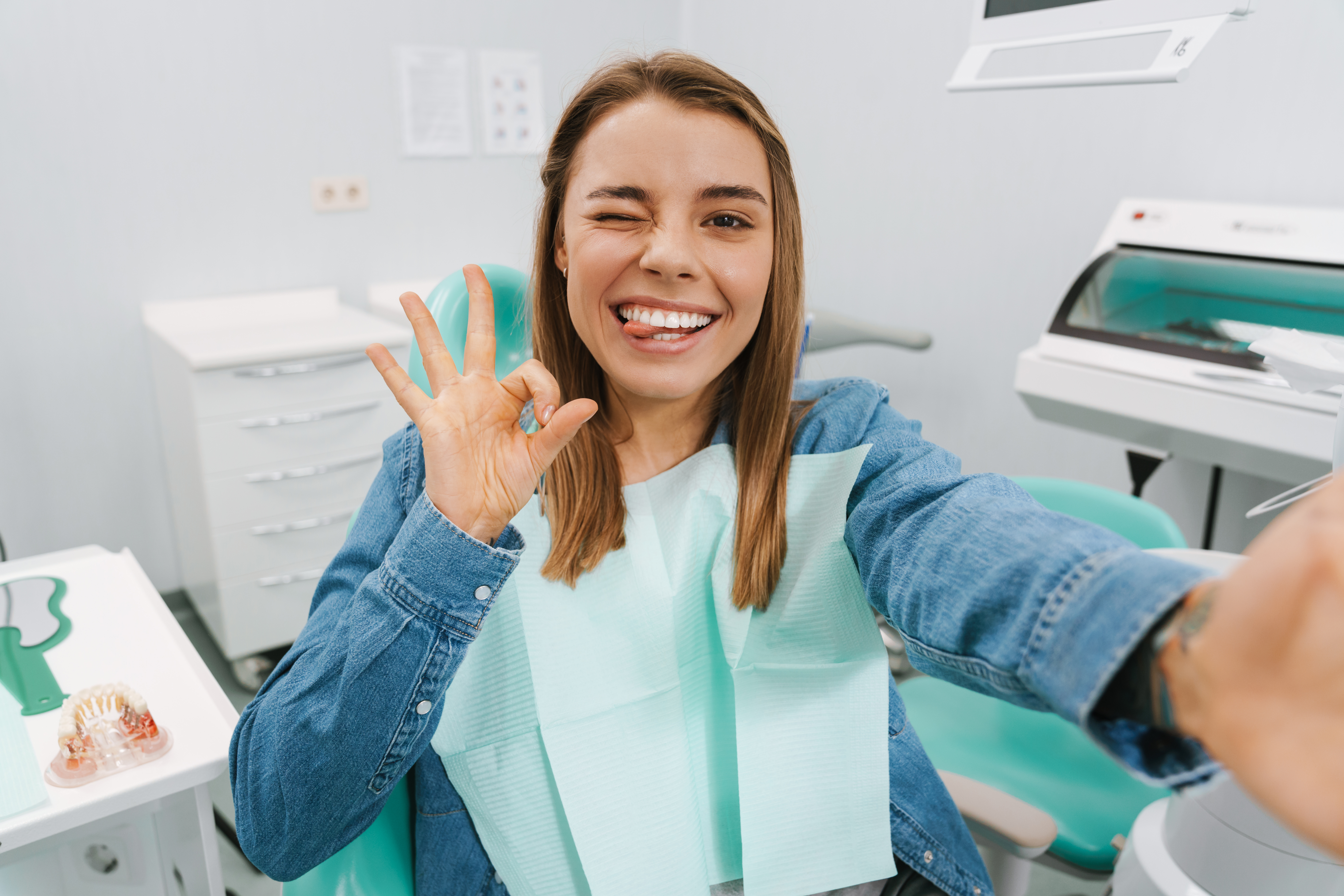 Bright white smile after professional teeth whitening